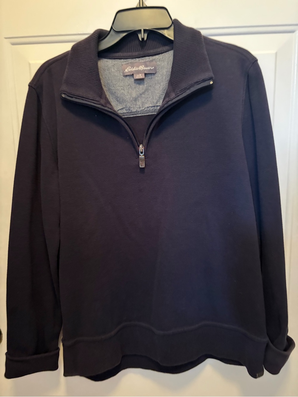 Eddie Bauer Men's Zip-Front Pullover Sweater - Dark Blue